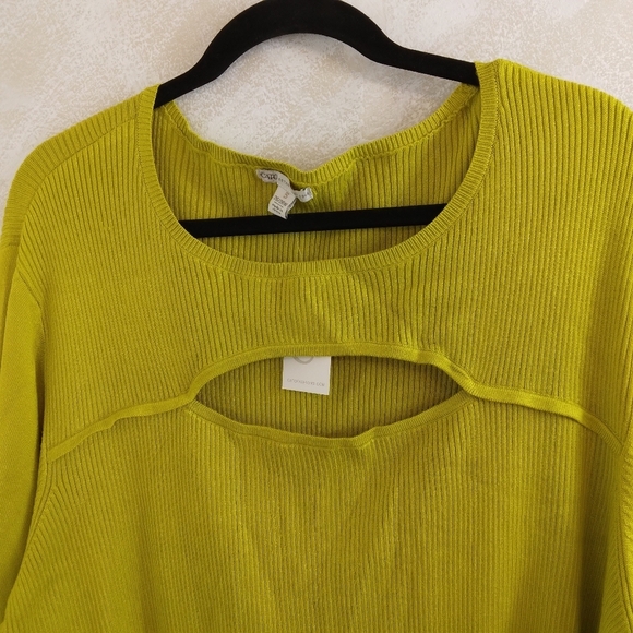 26/28 Cato Keyhole Cutout Long Sleeve Sweater Green Crew Neck - Picture 2 of 6